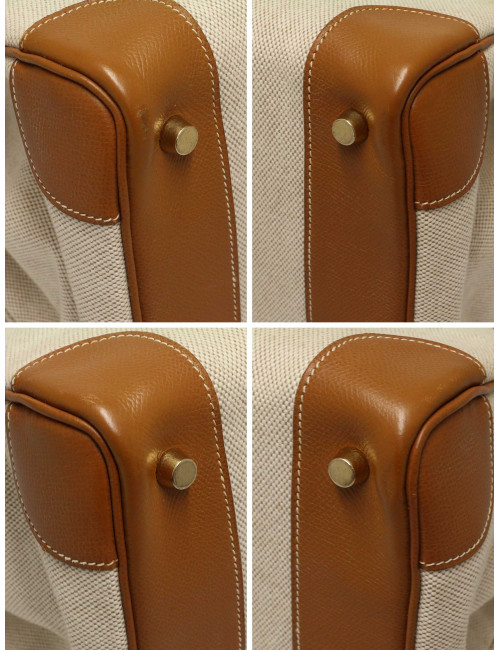 Sac Hermès Birkin 35 toile et cuir gold