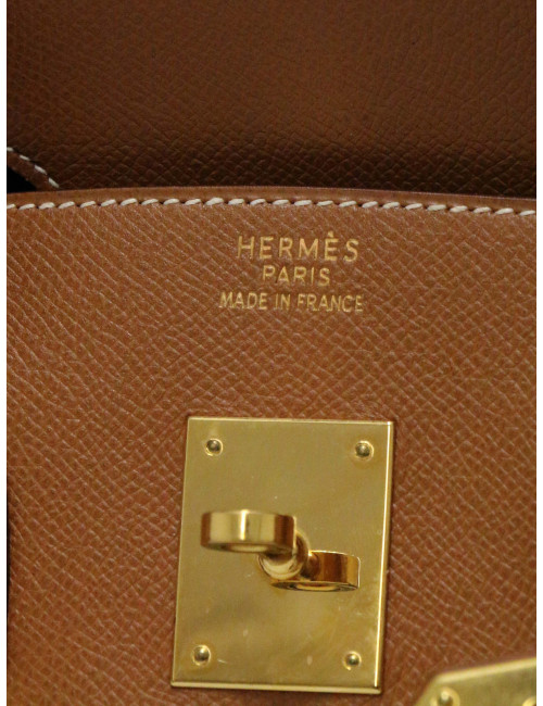 Sac Hermès Birkin 35 toile et cuir gold