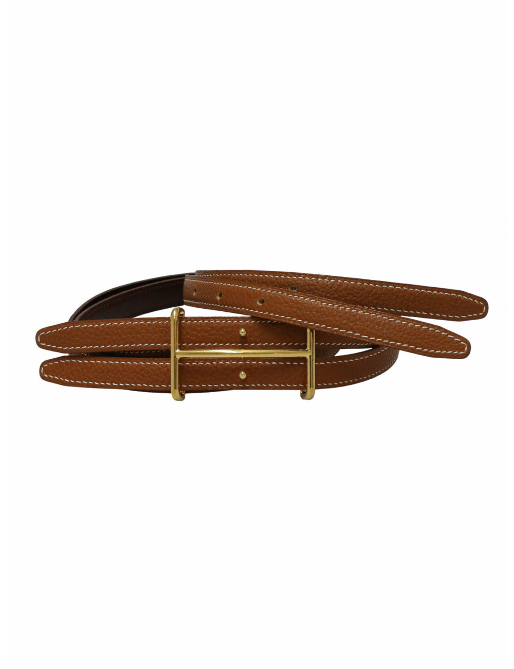 Ceinture Hermès cuir gold boucle H