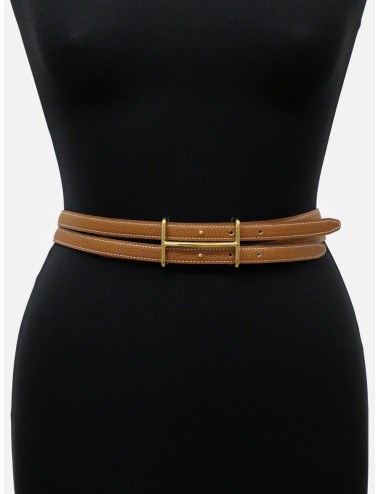 Ceinture Hermès cuir gold boucle H 2