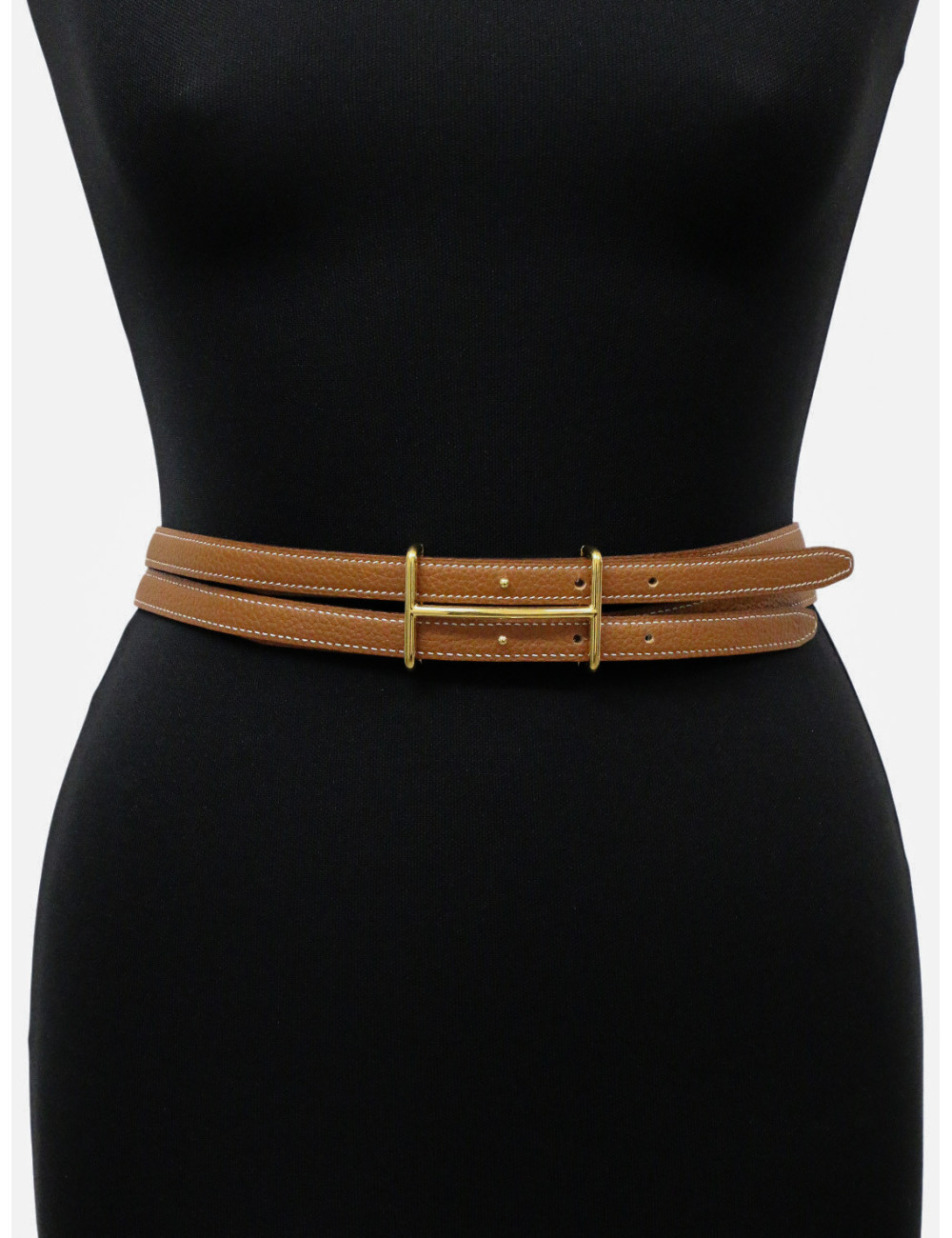Ceinture Hermès cuir gold boucle H
