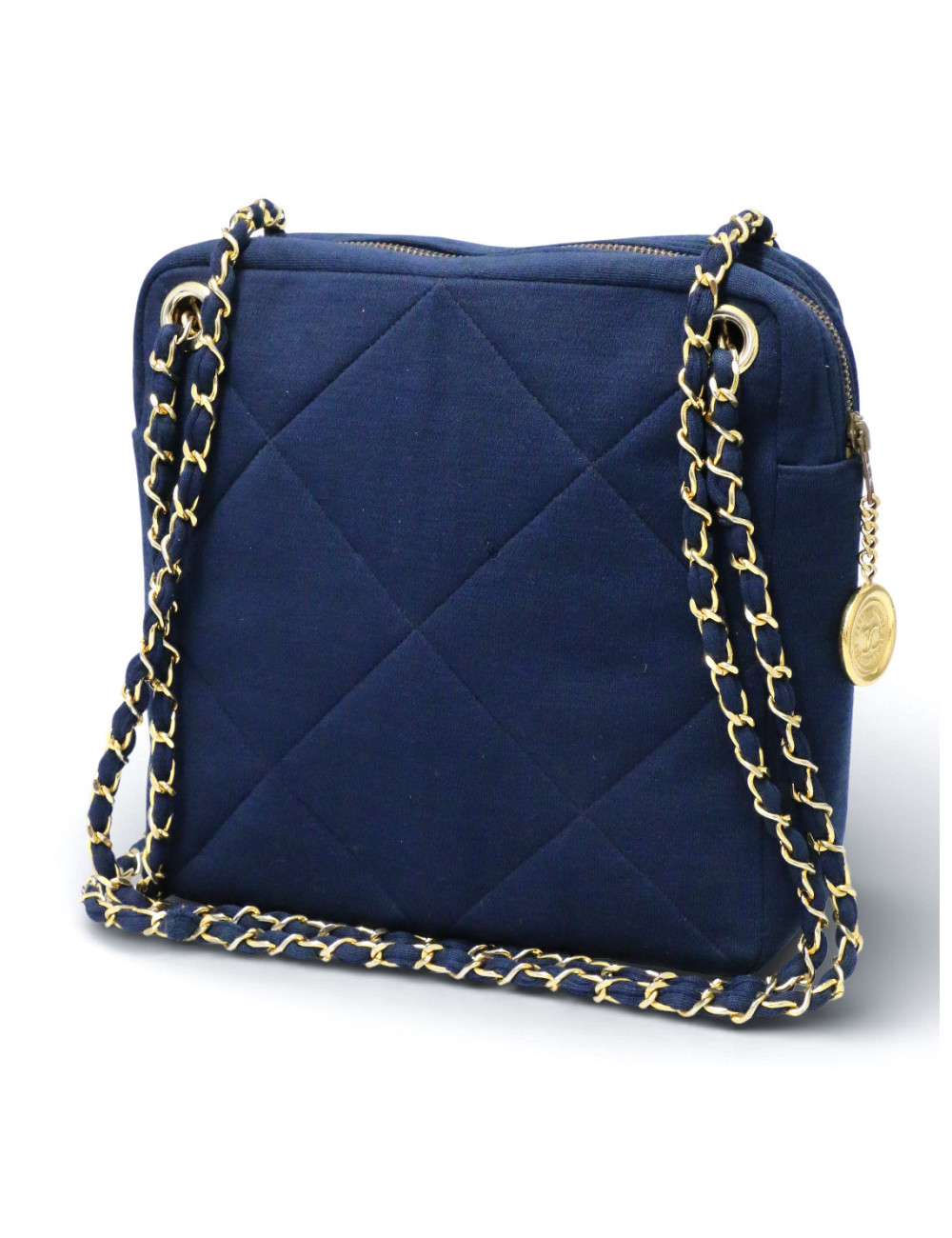 Sac Chanel jersey bleu Vintage