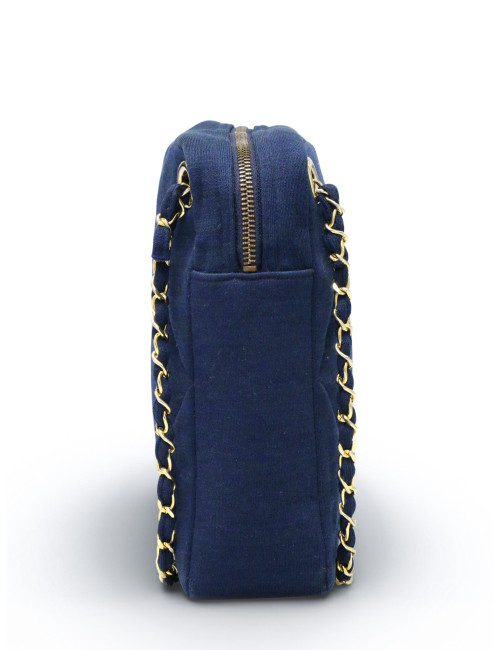 Sac Chanel jersey bleu Vintage