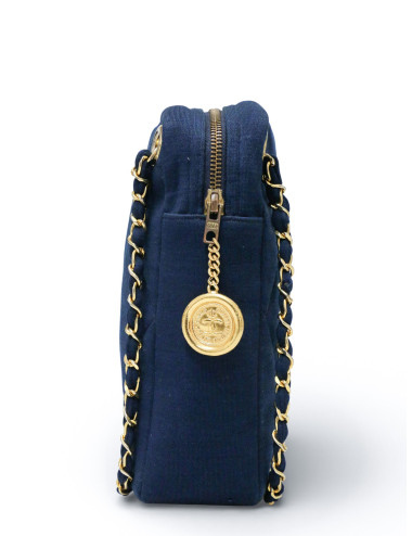 Sac Chanel jersey bleu Vintage 2