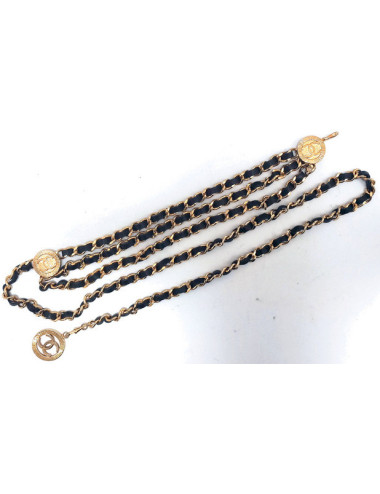 Ceinture Chanel triple chaine et cuir