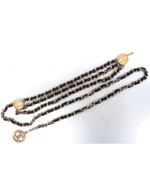 Ceinture triple chaine et cuir Chanel
