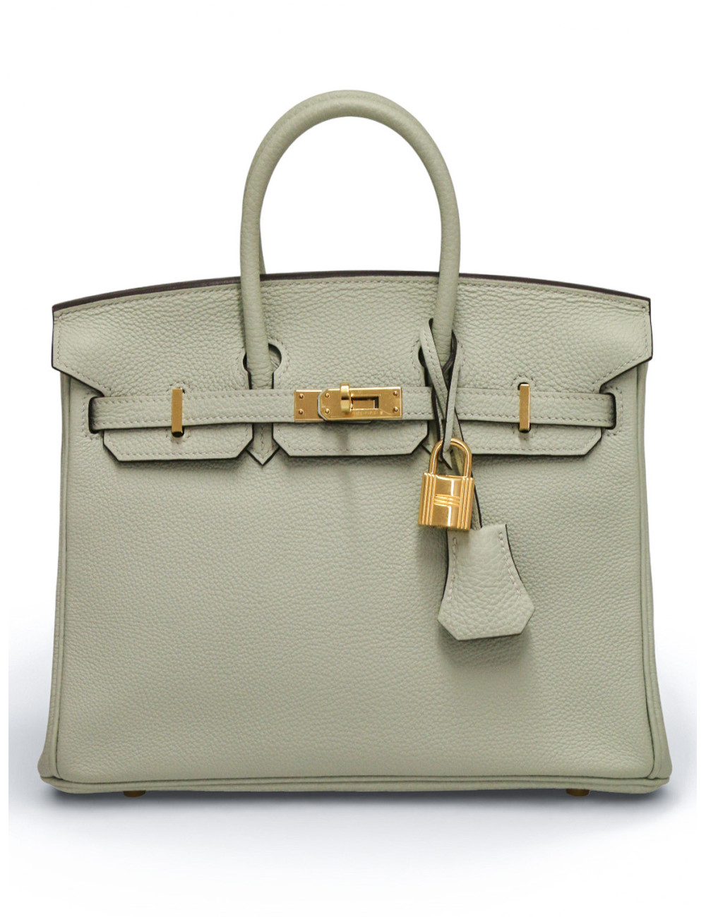 Hermès Birkin 25 togo gris névé bijouterie dorée