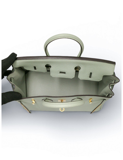 Hermès Birkin 25 togo gris névé bijouterie dorée