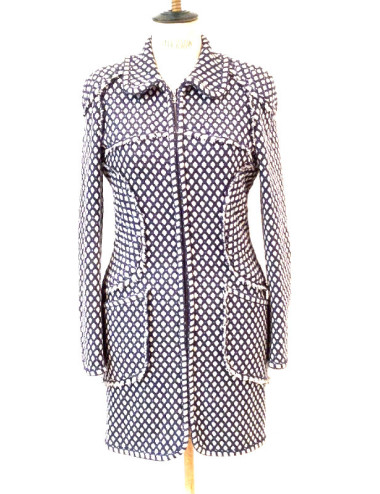 Dress coat CHANEL blue tweed T38