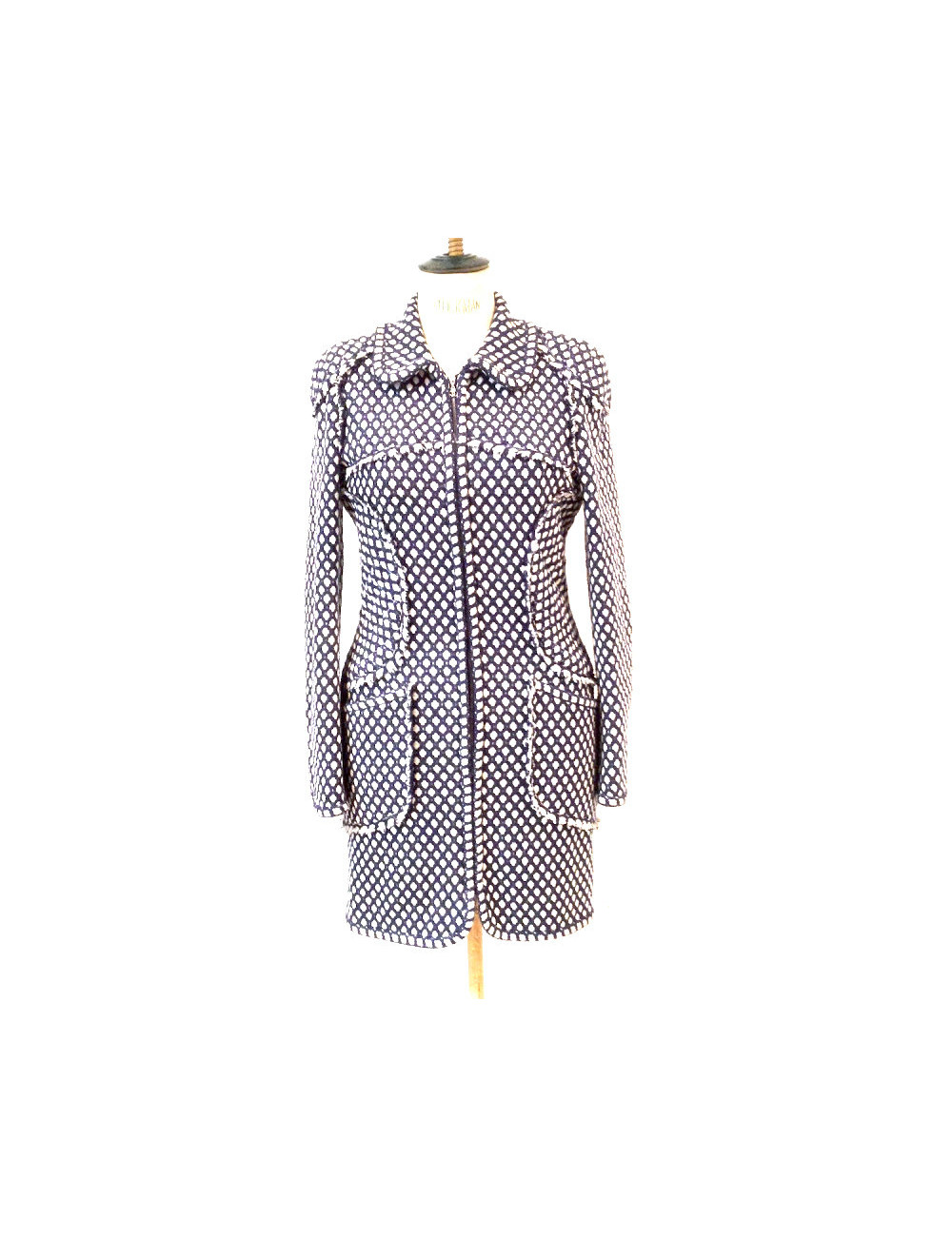 Dress coat CHANEL blue tweed T38