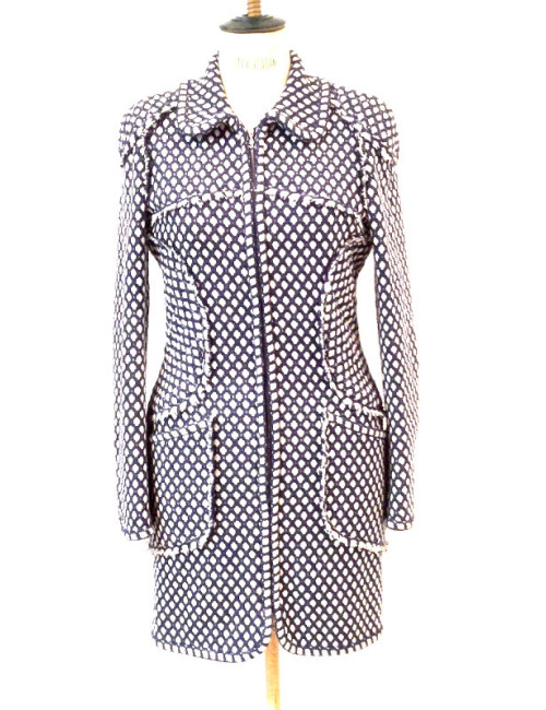 Robe Manteau CHANEL tweed bleu T38