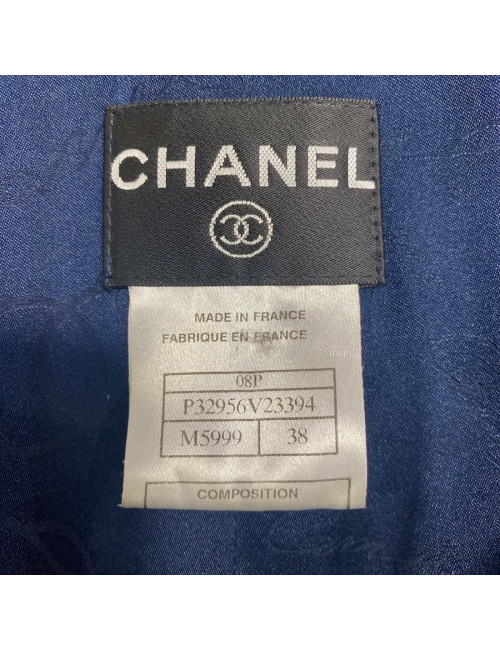 Robe Manteau CHANEL tweed bleu T38