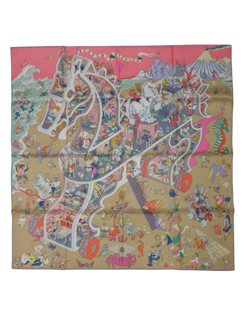 Carré Hermès Academia Hippica roulotté violet