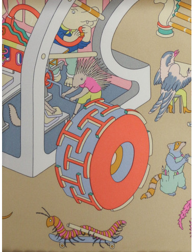 Carré Hermès Academia Hippica roulotté violet 2