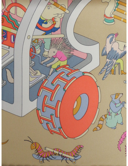 Carré Hermès Academia Hippica roulotté violet