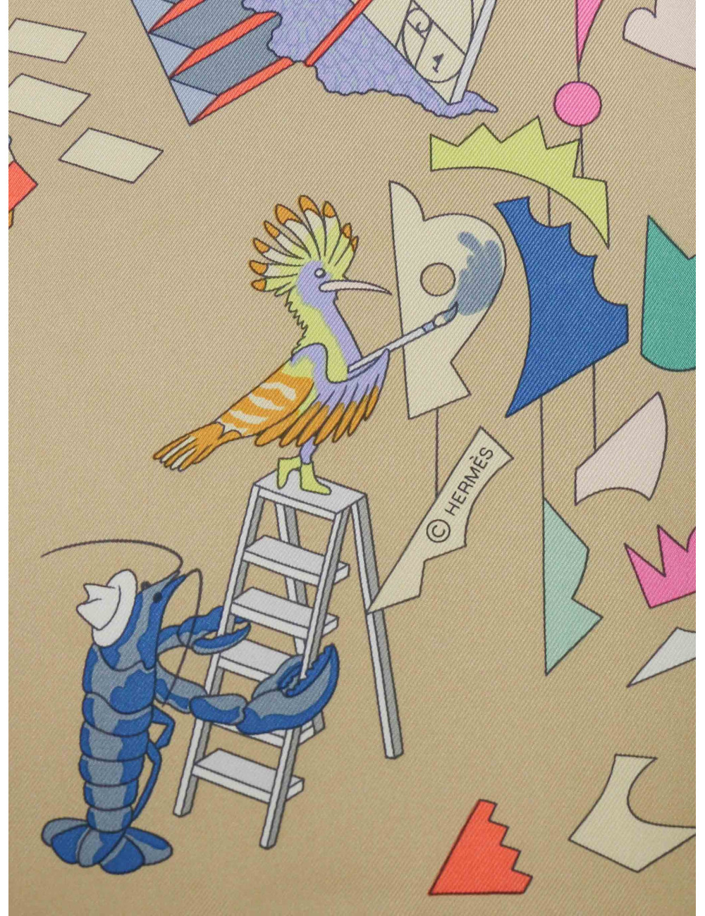 Carré Hermès Academia Hippica roulotté violet