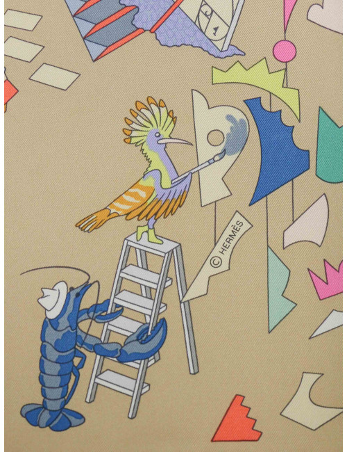 Carré Hermès Academia Hippica roulotté violet