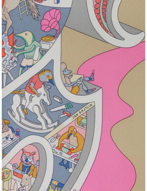 Carré Hermès Academia Hippica roulotté violet