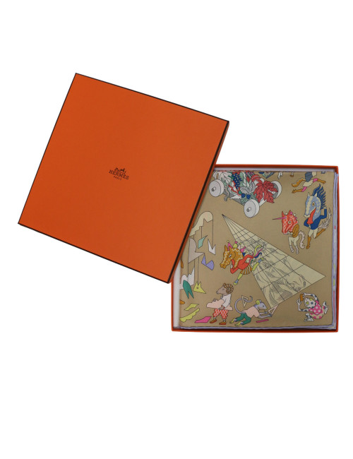 Carré Hermès Academia Hippica roulotté violet