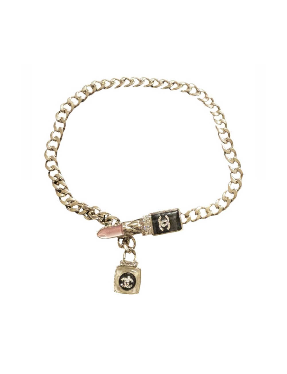 Collier Chanel Lipstick en métal doré : occasion certifiée authentique