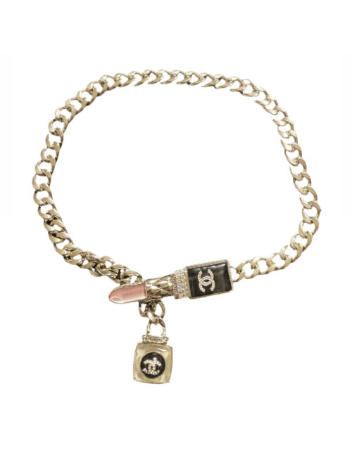 Collier Chanel Lipstick en métal doré : occasion certifiée authentique