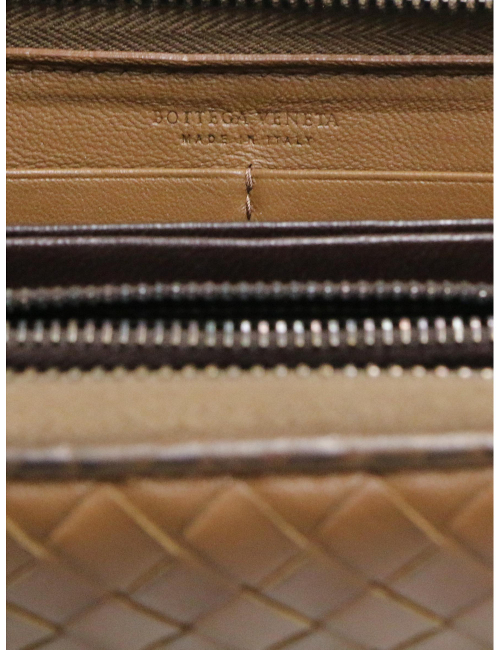 Portefeuille Bottega Veneta cuir tressé zippé