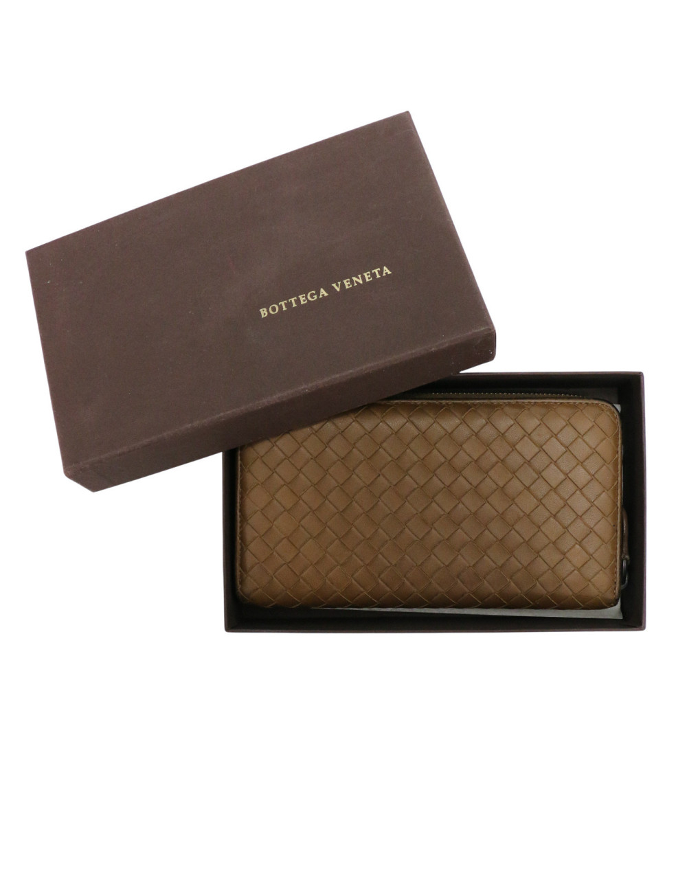 Portefeuille Bottega Veneta cuir tressé zippé