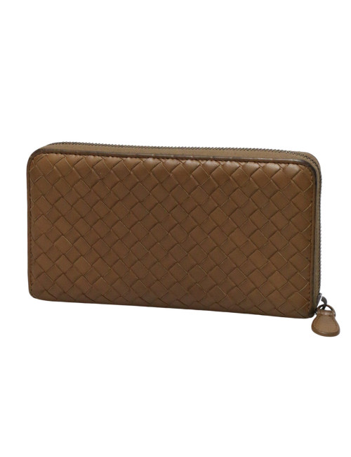 Portefeuille Bottega Veneta cuir tressé zippé
