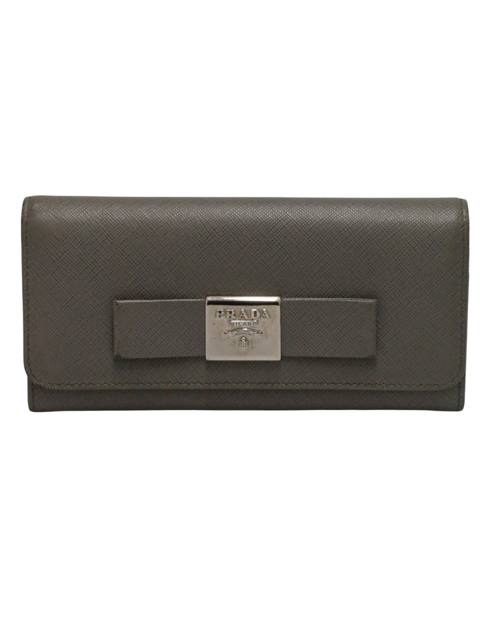 Portefeuille PRADA cuir Safiane gris