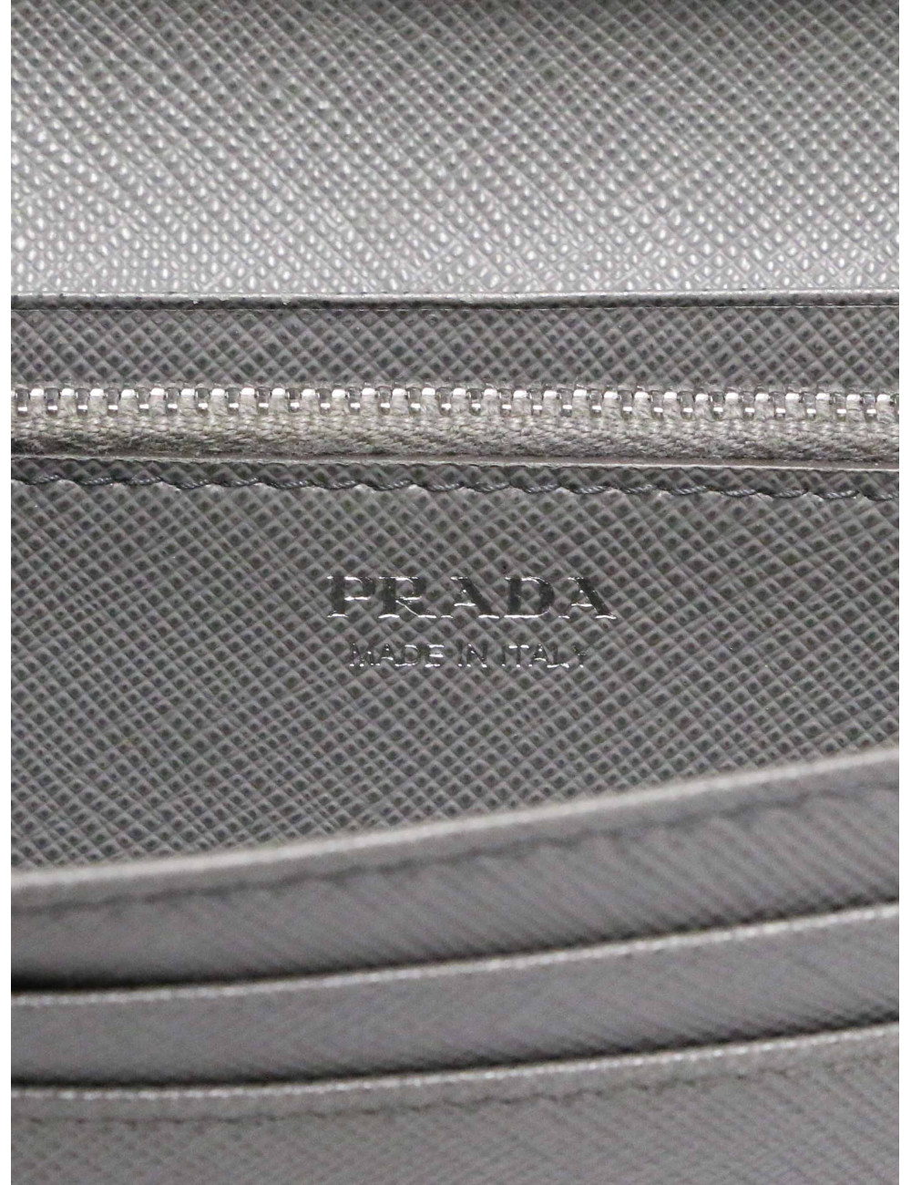 Portefeuille PRADA cuir Safiane gris