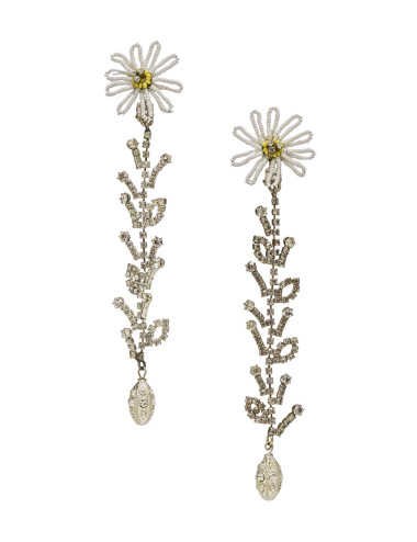 Clips pendants CHRISTIAN LACROIX marguerite perles strass