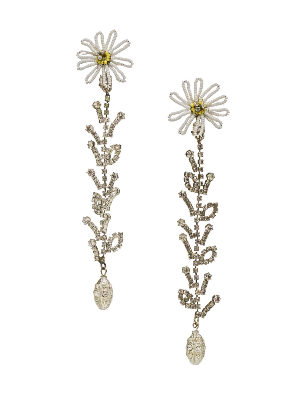 Clips pendants CHRISTIAN LACROIX marguerite perles strass