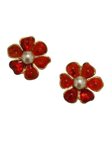 Clips Fleurettes MARGUERITE DE VALOIS pâte de verre topaze