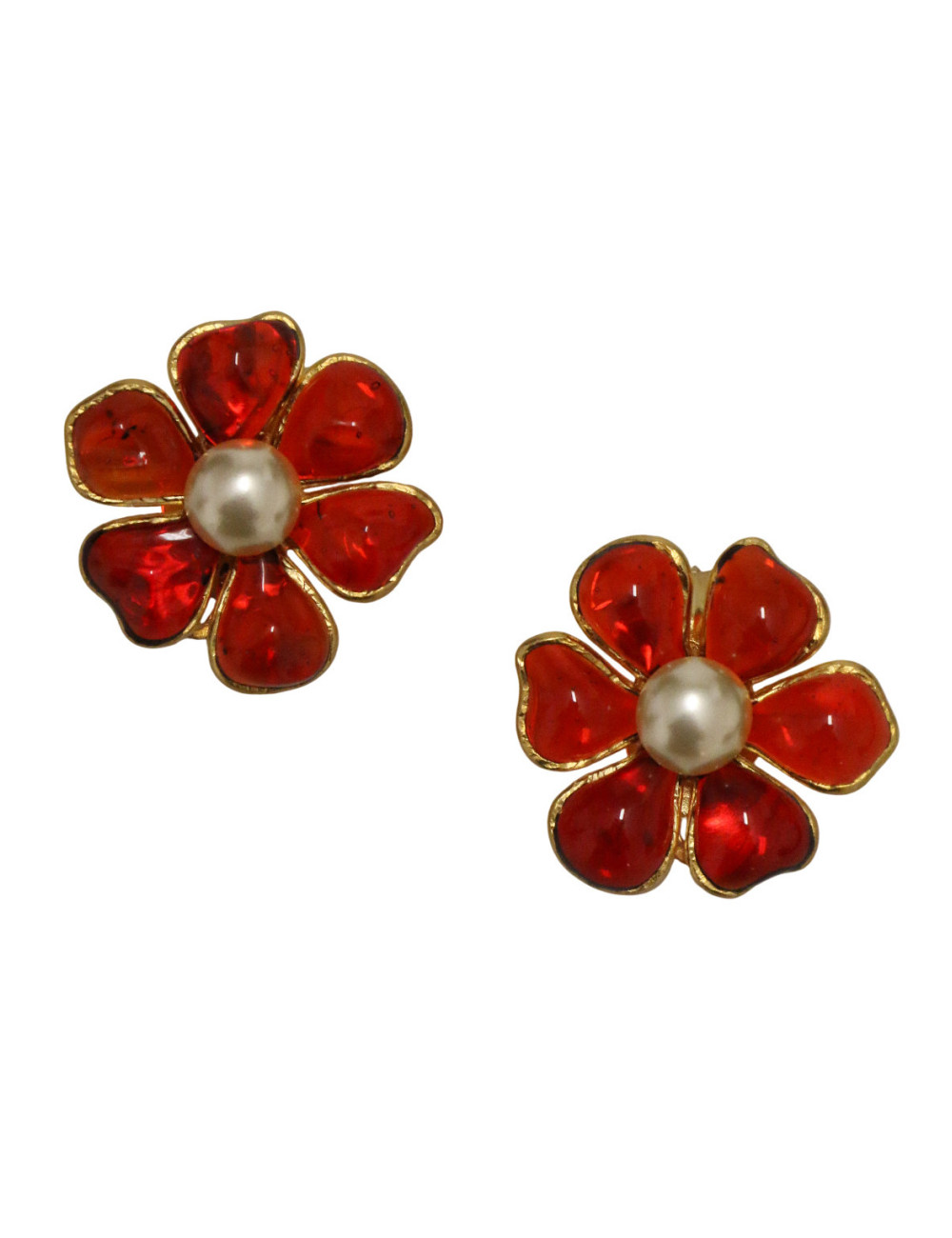 Clips Fleurettes MARGUERITE DE VALOIS pâte de verre topaze