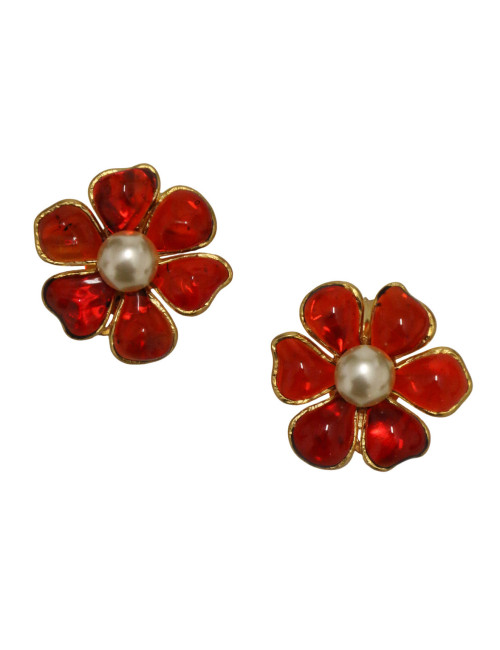 Clips Fleurettes MARGUERITE DE VALOIS pâte de verre topaze