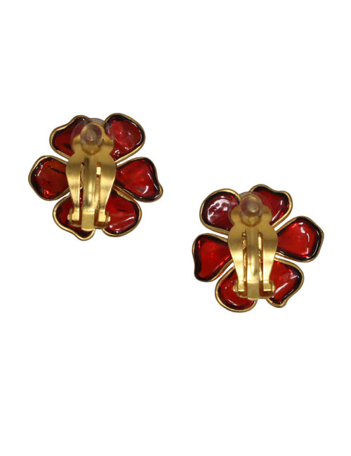 Clips Fleurettes MARGUERITE DE VALOIS pâte de verre topaze