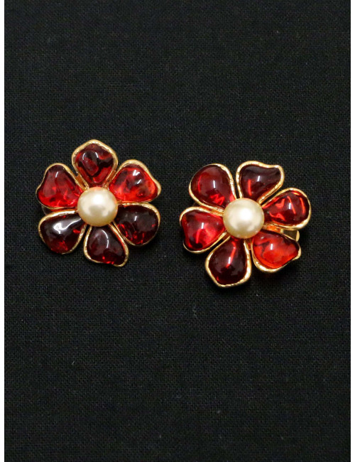 Clips Fleurettes MARGUERITE DE VALOIS pâte de verre topaze