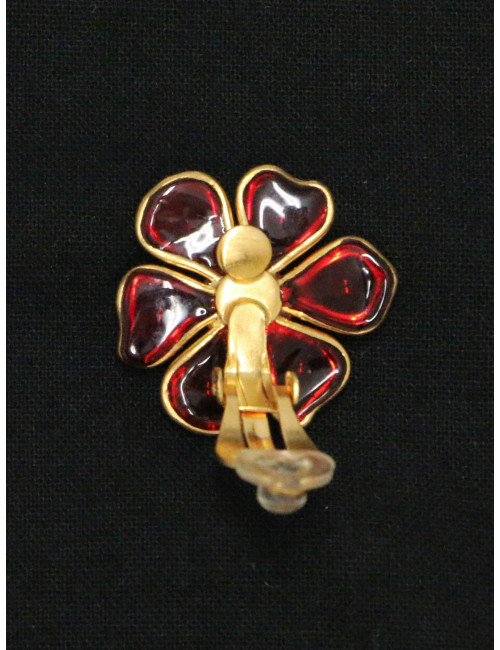 Clips Fleurettes MARGUERITE DE VALOIS pâte de verre topaze