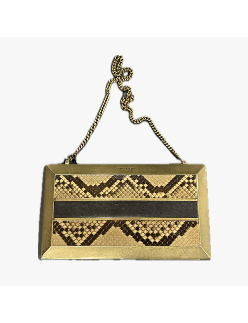 Minaudière Saint Laurent python et laiton