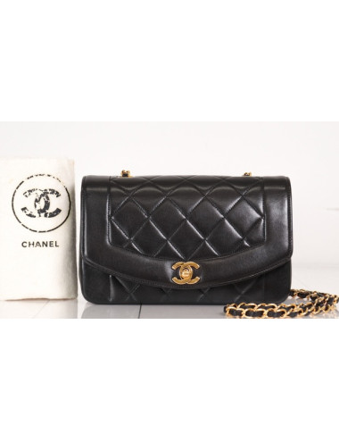 Sac Chanel Diana small cuir noir
