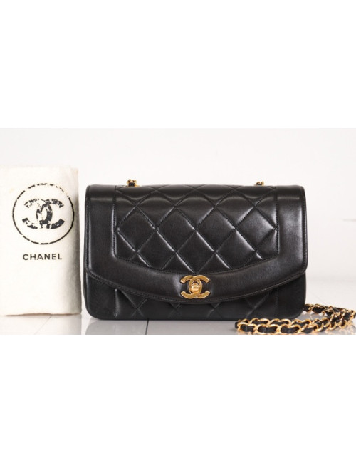Sac Chanel Diana small cuir noir