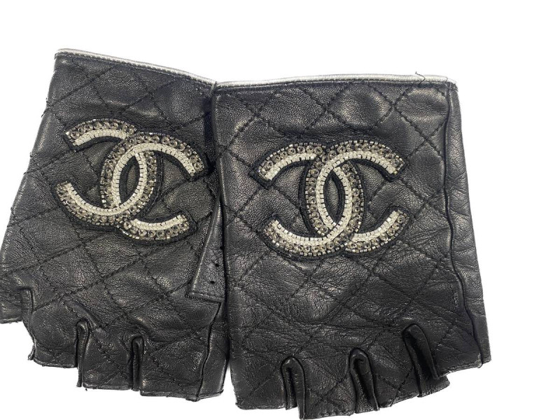 Mitaines CHANEL 7 I/5 cuir d'agneau noir 2