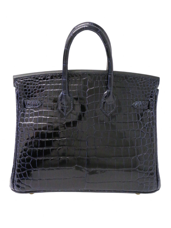B25 Hermès crocodile bleu marine