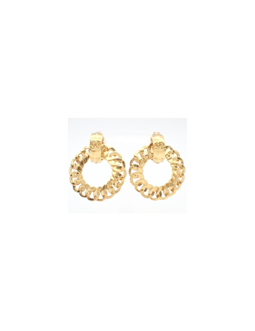 Boucles d'oreilles rondes dorées Chanel