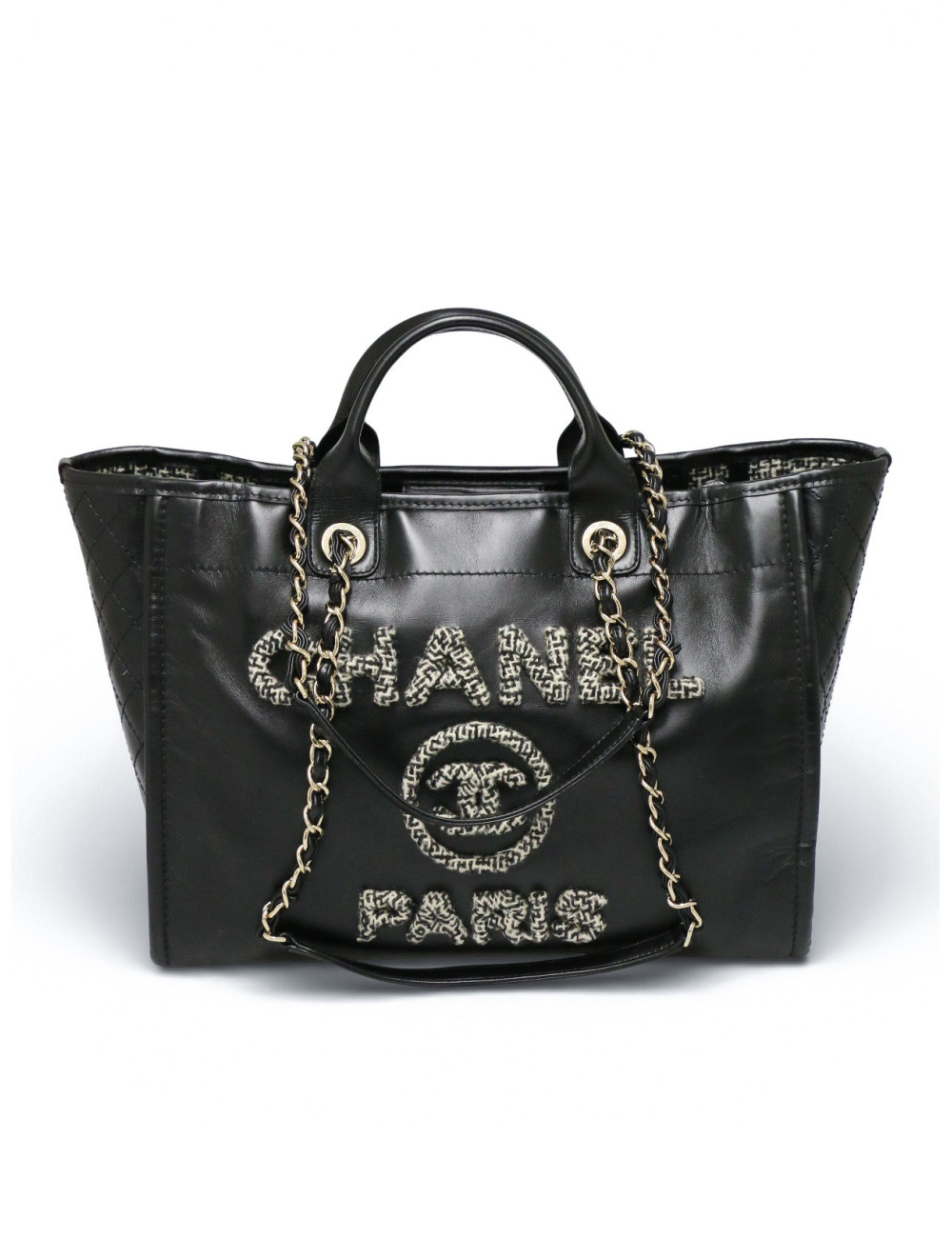 Tote bag Deauville Chanel cuir noir