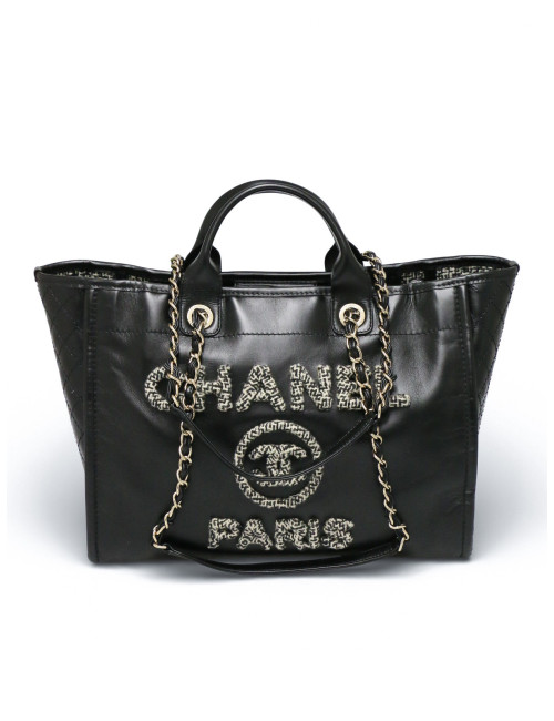 Tote bag Deauville Chanel cuir noir