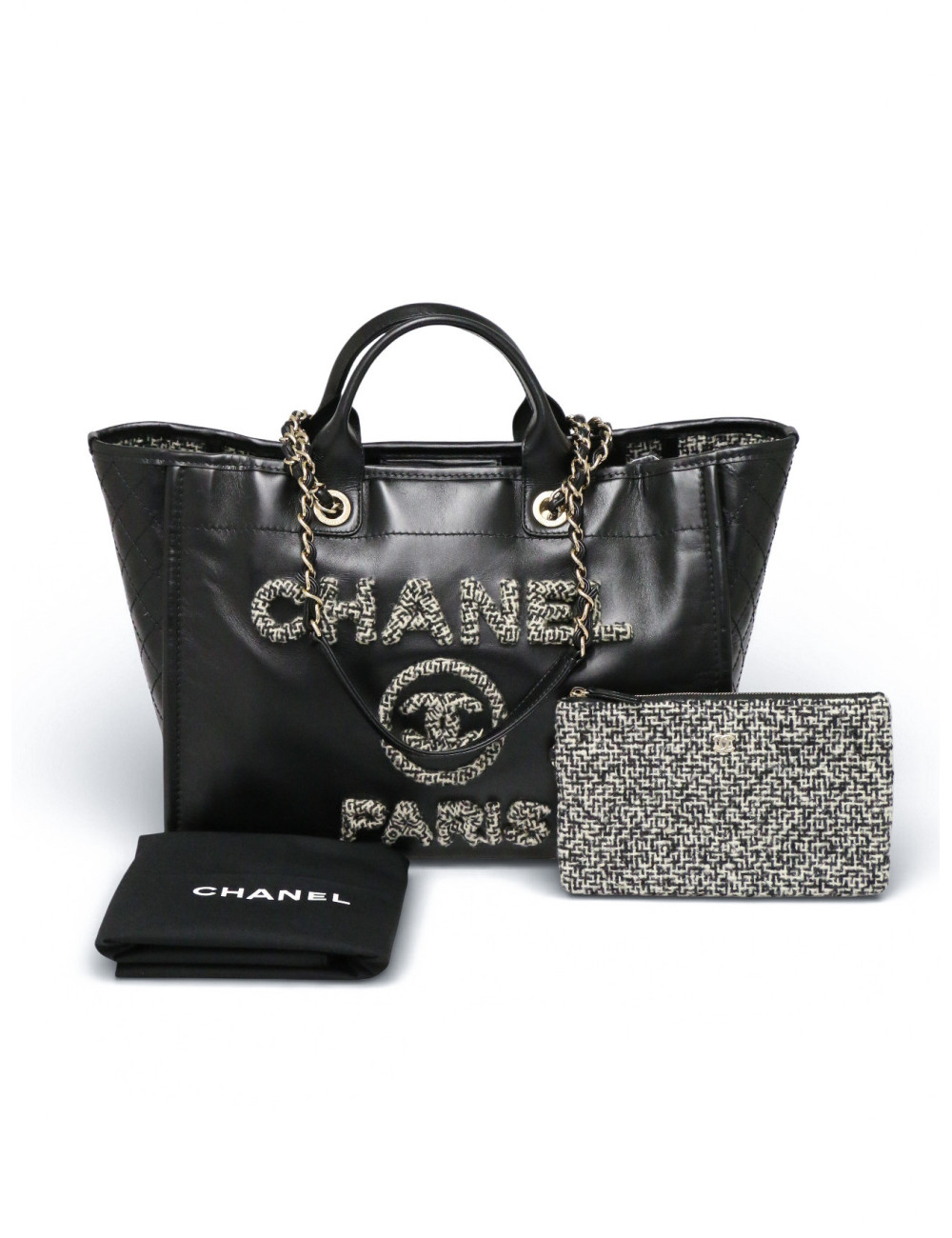 Tote bag Deauville Chanel cuir noir