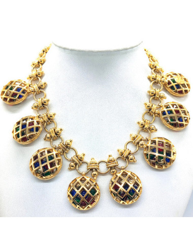 Collier à 8 pendentifs boules colorées Chanel