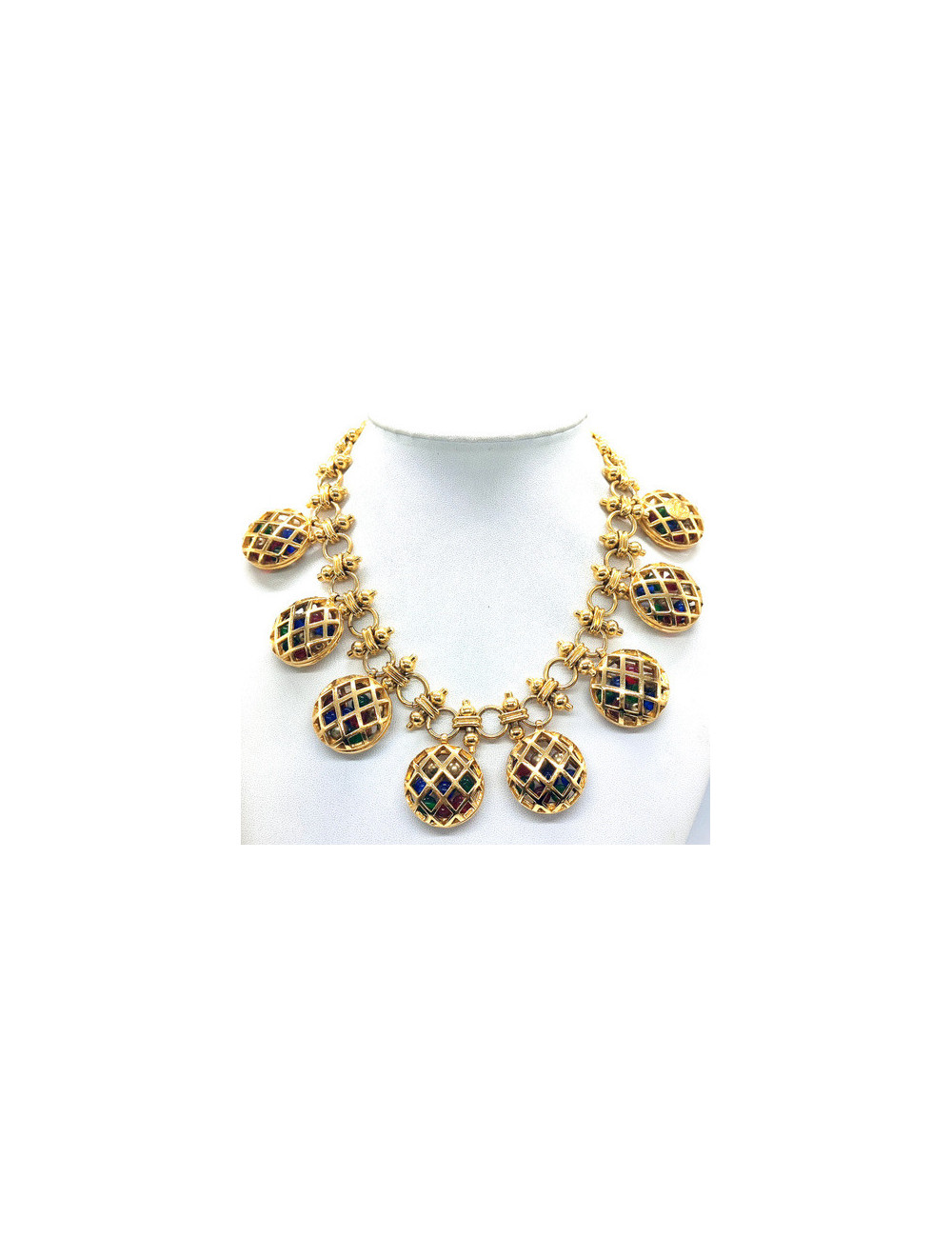 Collier à 8 pendentifs boules colorées Chanel