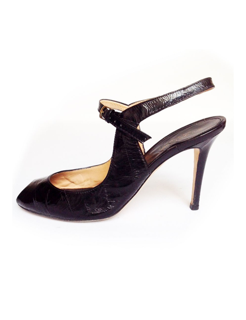 Sandales hautes SERGIO ROSSI cuir verni noir